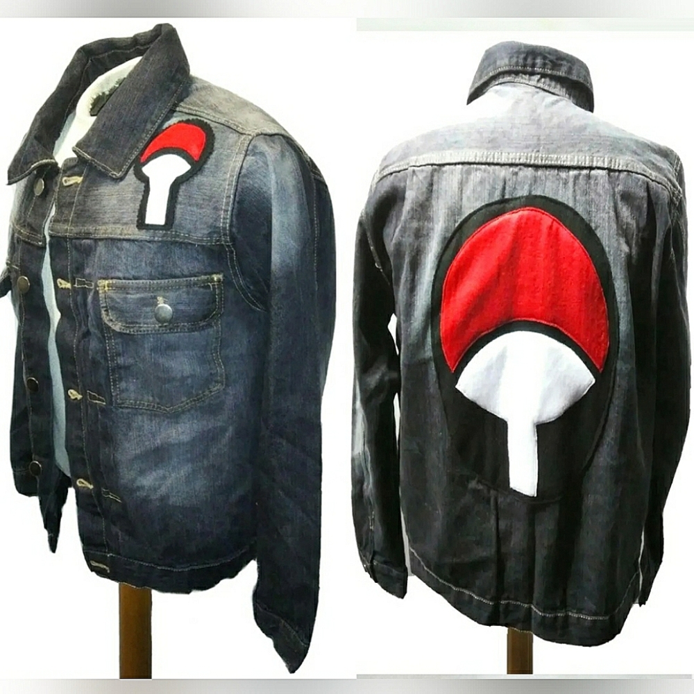 NEW Naruto Uchiha Clan Denim Trucker Jacket! Medium (M) Unisex